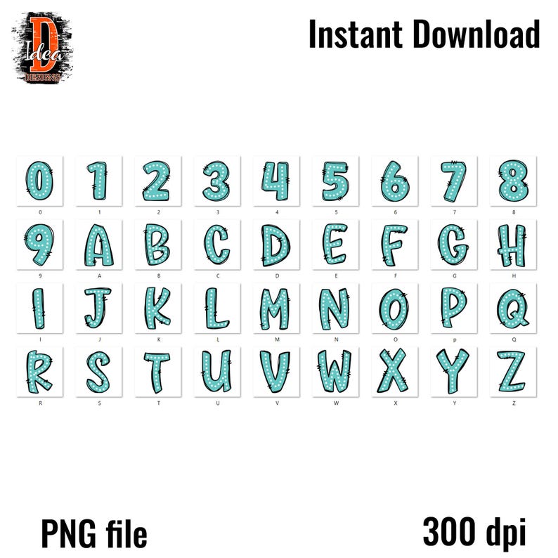 School Alphabet Doodle Letters & Numbers PNG Clipart (digital Download ...