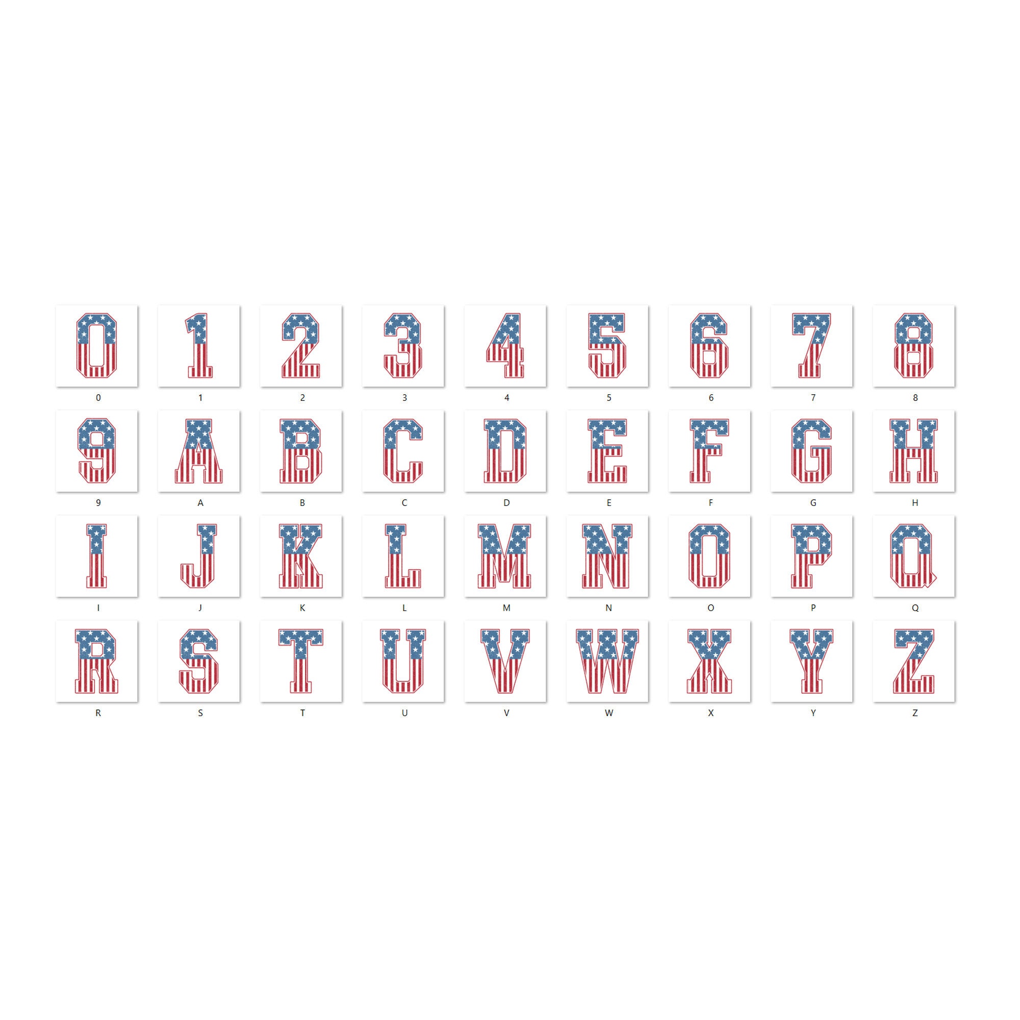 Patriotic Alphabet PNG Bundle: Distressed 4th of July Letters (digital ...
