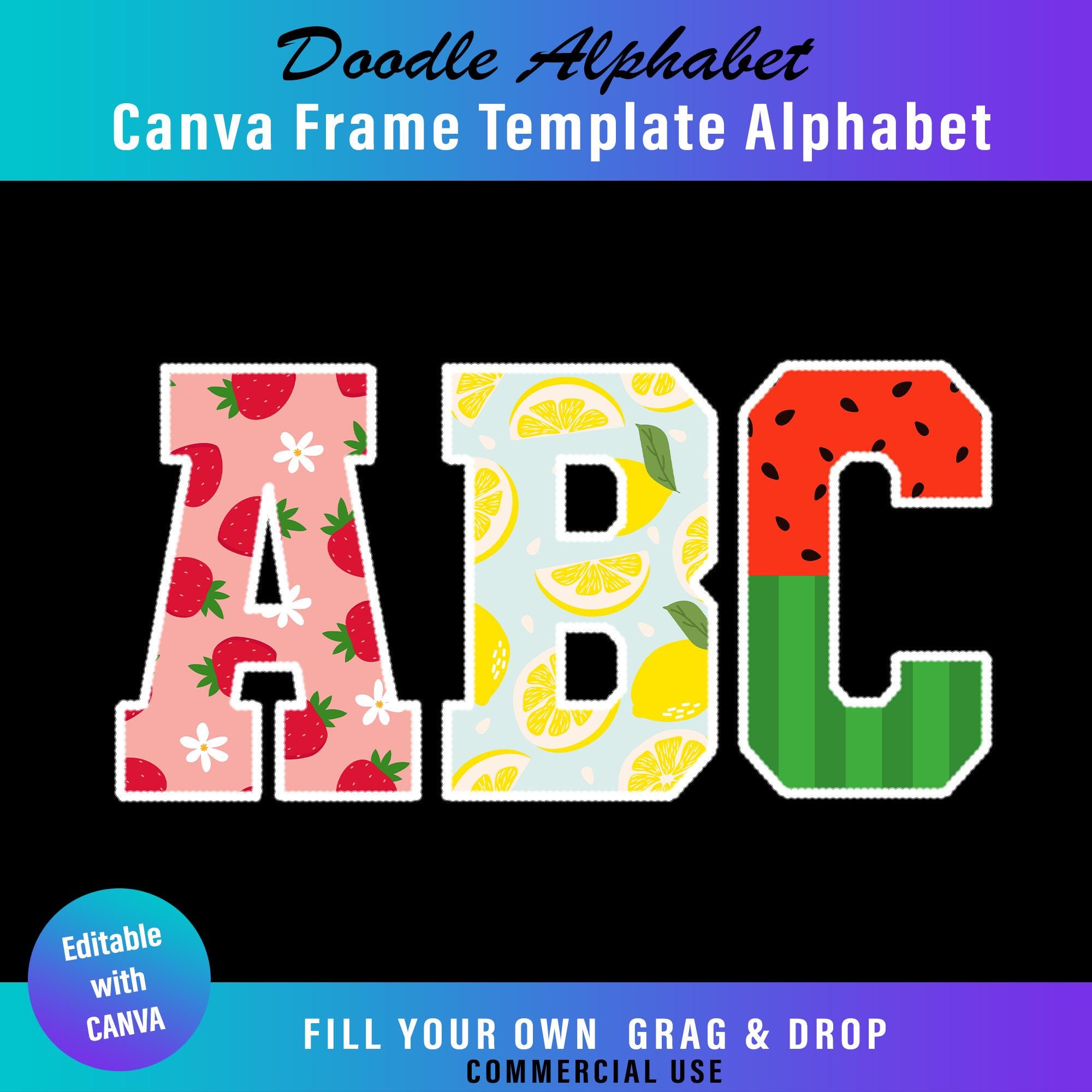 Lace Alphabet Letter Frames Template: Editable Canva Design (digital ...