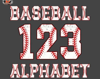 Distressed Baseball Stitch Alphabet & Numbers PNG Bundle (Digital Download)