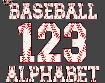 Baseball Stitch Alphabet & Numbers PNG Bundle (Digital Download)