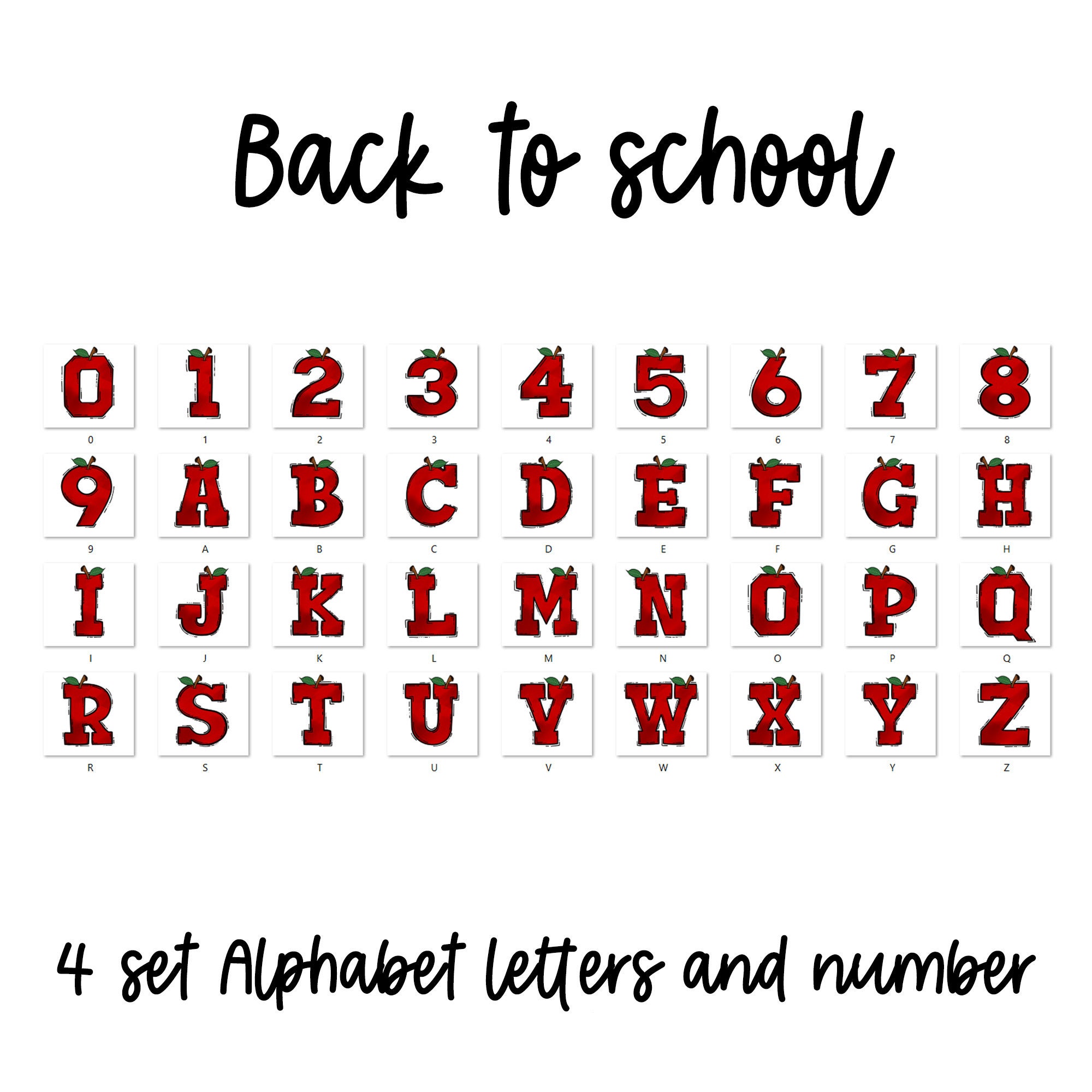 Doodle Alphabet PNG: Back to School Letters & Numbers (digital Download ...