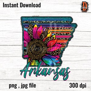 Diseño de sublimación de girasol y leopardo de Arkansas (descarga digital)