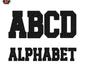 Black Leopard Safari Animal Print Alphabet: Zoo Varsity sport Letters (PNG Digital Download)