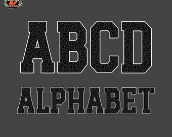 Black Leopard Safari Animal Print Alphabet: Zoo Varsity sport Letters (PNG Digital Download)