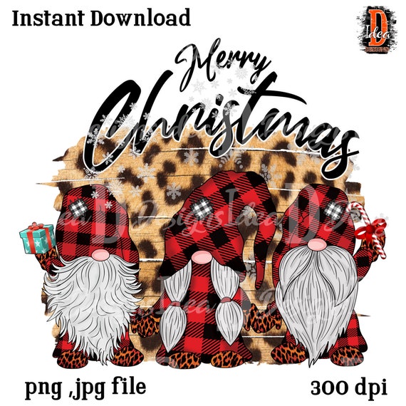 Three Gnomes In Leopard Printed Buffalo Plaid Christmas Gift T-Shirt Three Gnomes In Leopard Printed Buffalo Plaid Christmas Gift T-Shirt