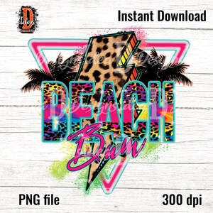 Beach bum Lightning leopard PNG Print File for Sublimation Or Print , Retro Sublimation, Summer, Beach Designs, Instant Digital Download