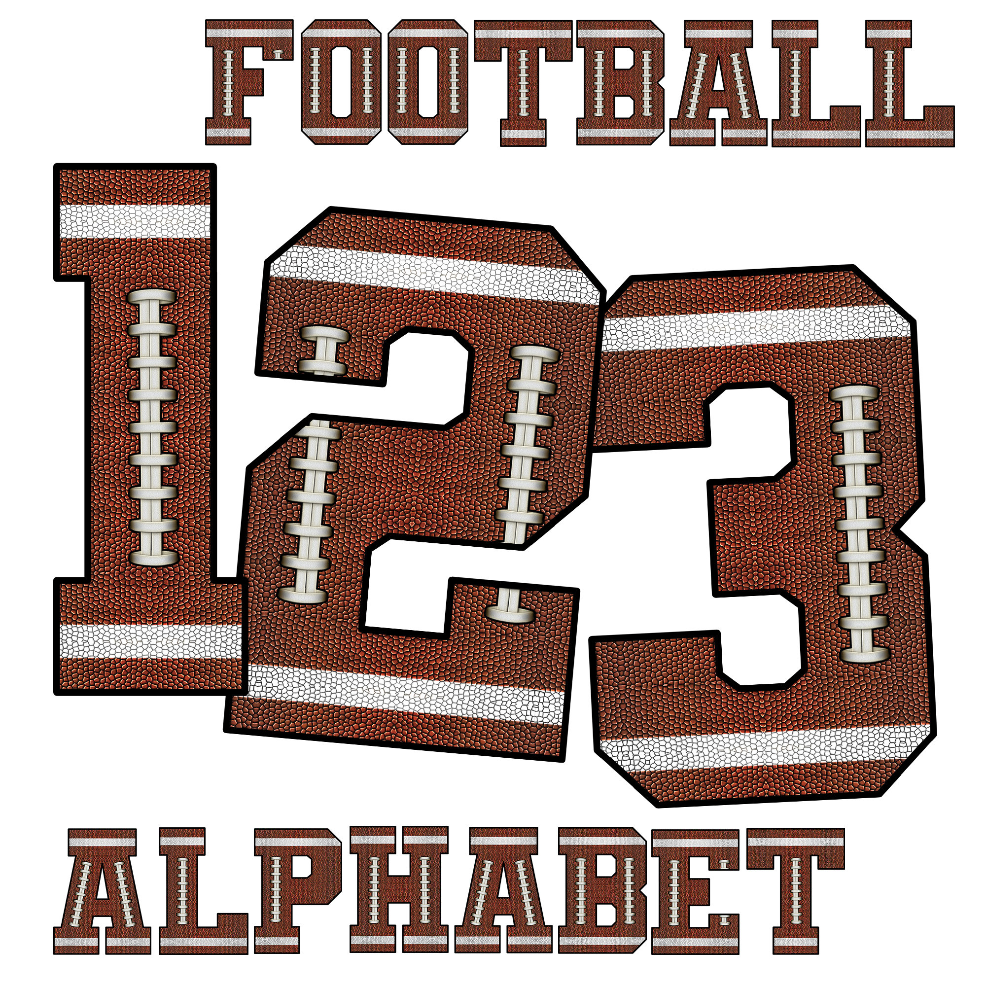 Football Alphabet Letters PNG sublimation , Numbers , Football Sports Doodle Letters , clipart , Sublimation Alpha Set , instant download
