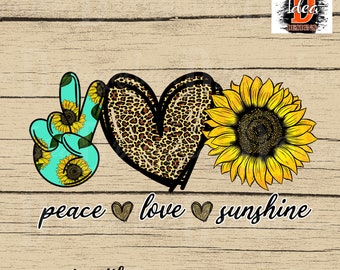 Sunflower Sublimation Design: Peace Love Sunshine PNG (Digital Download)