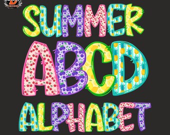 Fruit Alphabet PNG Bundle, Strawberry, Cherry, Pineapple Letters, Summer Alphabet Sublimation, digital download