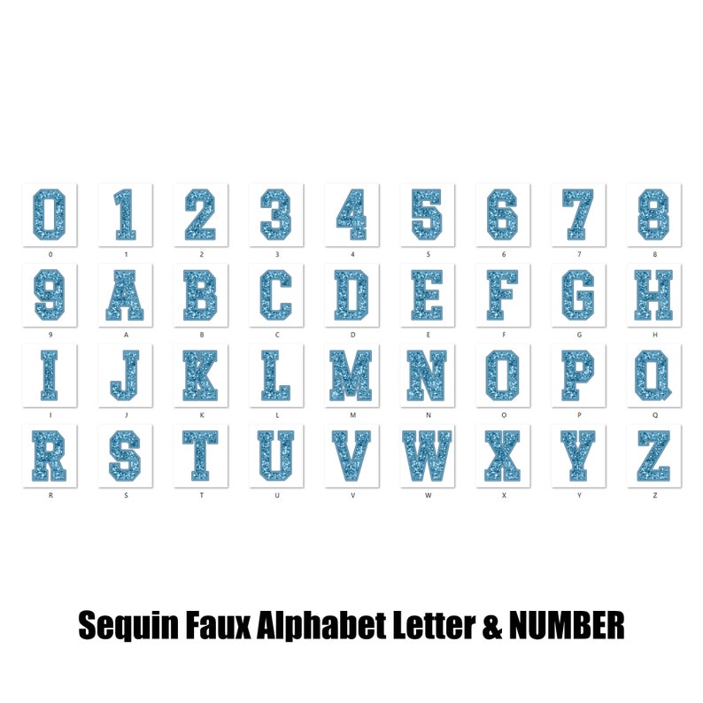 Baby Blue Script Letters Sequin Faux Baby Blue Alphabet and Number Clipart (digital Download) - Etsy