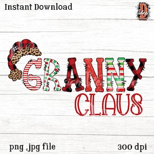 Granny Claus sublimation digital design png ,Leopard ,buffalo plaid Christmas Heat transfer, holiday Sublimation design,Heat Transfer design