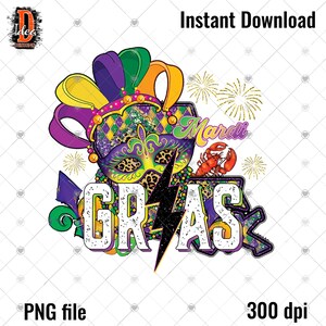 Mardi Gras Louisiane Carte Léopard Lightning Sublimation Design Digital Png File , Fat Tuesday , rétro , Drôle Mardi Gras , TÉLÉCHARGEMENT INSTANTANÉ