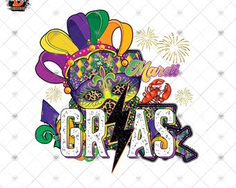 Mardi Gras Louisiana Map: Leopard Lightning Design (Digital PNG File)