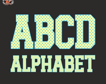 Neon Polka Dots Alphabet PNG Letters A–Z & 0–9,Spring summer, Kids Font, Digital Download, Sublimation