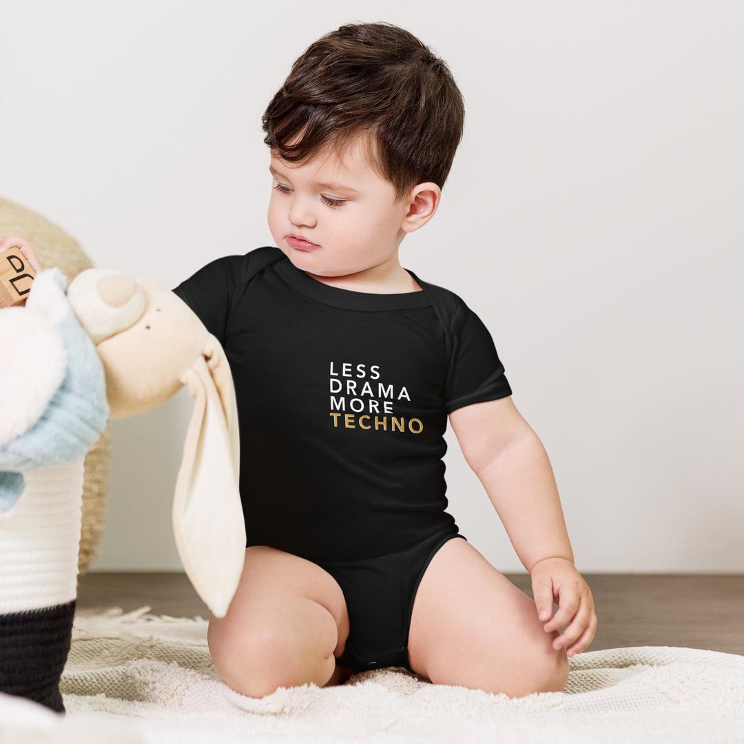 Less Drama More Techno Baby Onesie | Music Lover Infant Bodysuit | Cute ...