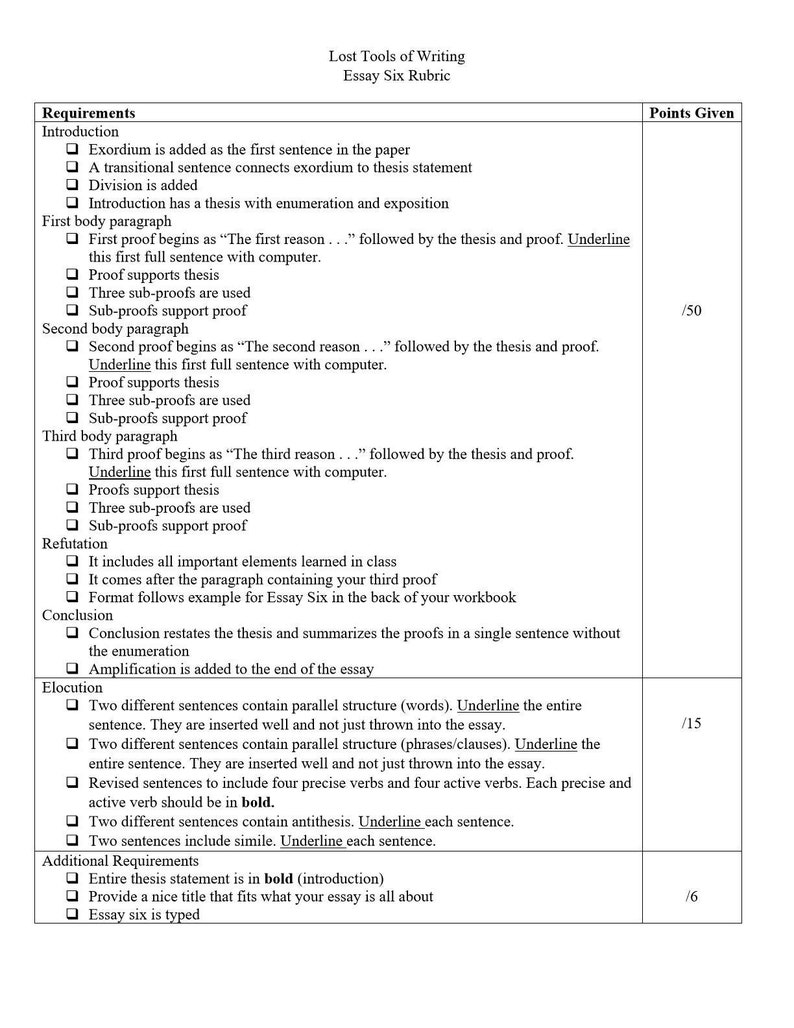 lost tools of writing comparison essay outline