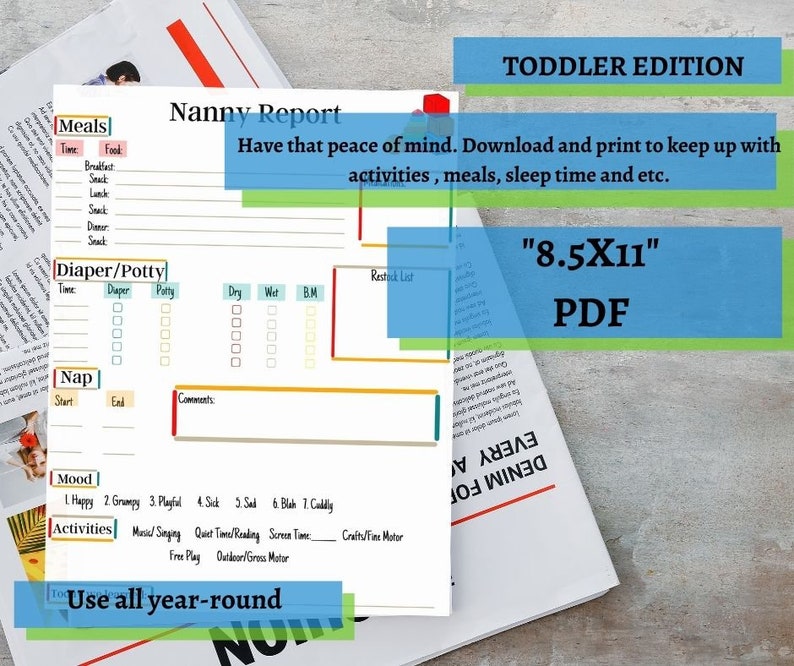 Daily Routine For Nanny Nanny Report DAILY LOG DAILY Routine Toddler - Etsy