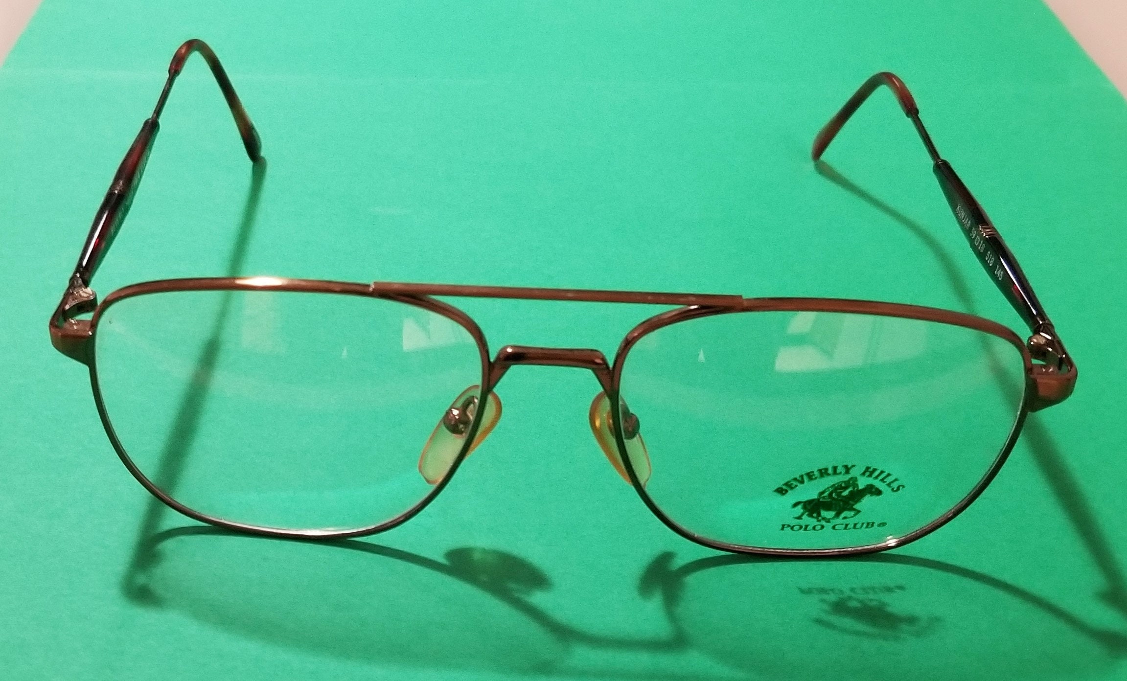 New Beverly Hills Polo Club Aviator Eyeglasses Golden Brown W