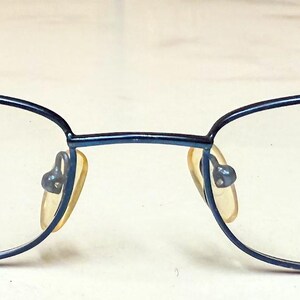 New Discontinued Pezzo Italy Eyeglasses Metallic Blue Rectangular Frames