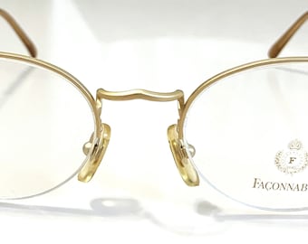 New Rimless Gold Facconable Eyeglasses ~ Diamond-Cut Temples ~ Made in France ~ Discontinued Model ~ Ships FREE in USA! ~ Closeout SALE!
