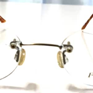 New Rimless Franco Costi Eyeglasses Gunmetal Circular Frames  w/ Amber See-Thru Temple Tips ~ Discontinued ~ Ships FREE in USA! ~ Closeout!