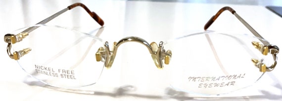 New Gold Rimless International Eyewear W/ Amber S… - image 1