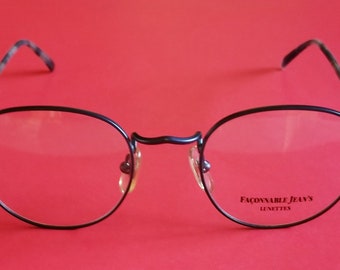 New FACCONABLE JEAN'S Eyeglasses Matte Black w/ Salt & Pepper Temples ~ Hand Made in France ~ Discounted Closeout SALE!