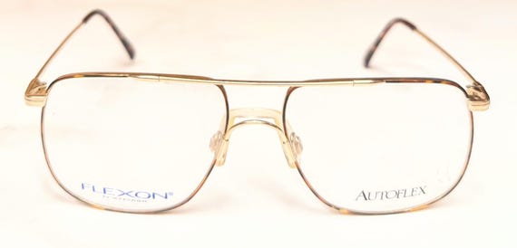 New Old Stock Vintage Flexon AutoFlex Eyeglasses by Marchon Havanna Gold Discontinued Aviator Frames