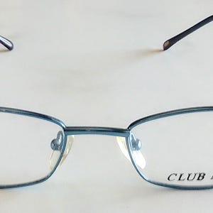 Nya J-Vision Club Mad glasögon elektrisk blå rektangulära bågar lila spetsar