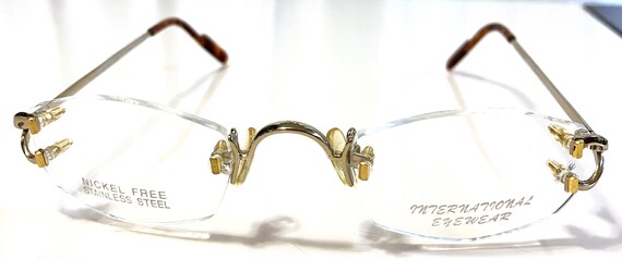 New Gold Rimless International Eyewear W/ Amber S… - image 4