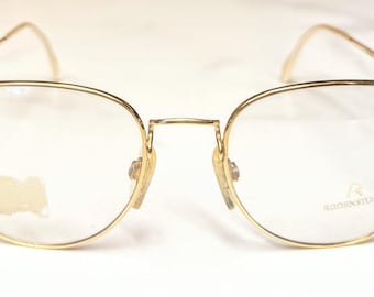 New Old Stock Vintage Rodenstock Eyeglasses Mod. Young Look Matte Gold with High Bridge w/ Cream Temple Tips Discontinued Frame