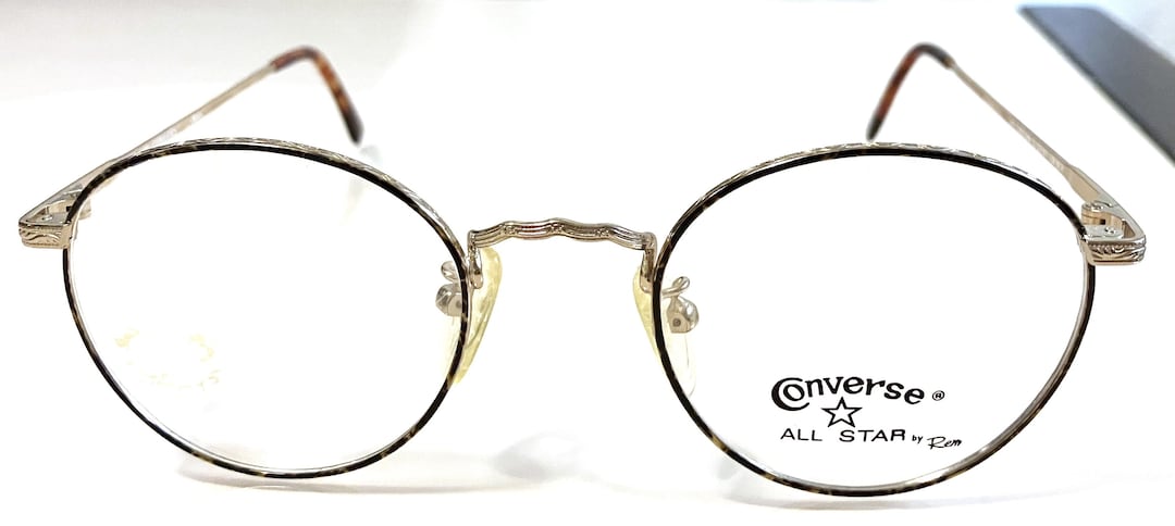 New Converse Eyeglasses Gold W/ Black & Beige Fusion Decorated Temples ...