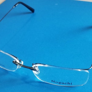 New Lightweight Edgeless NOGUCHI Eyeglasses Gunmetal Futuristic-Looking Rectangular Frames ~ Thin Temples w/ Black Temple Tips ~ SALE!