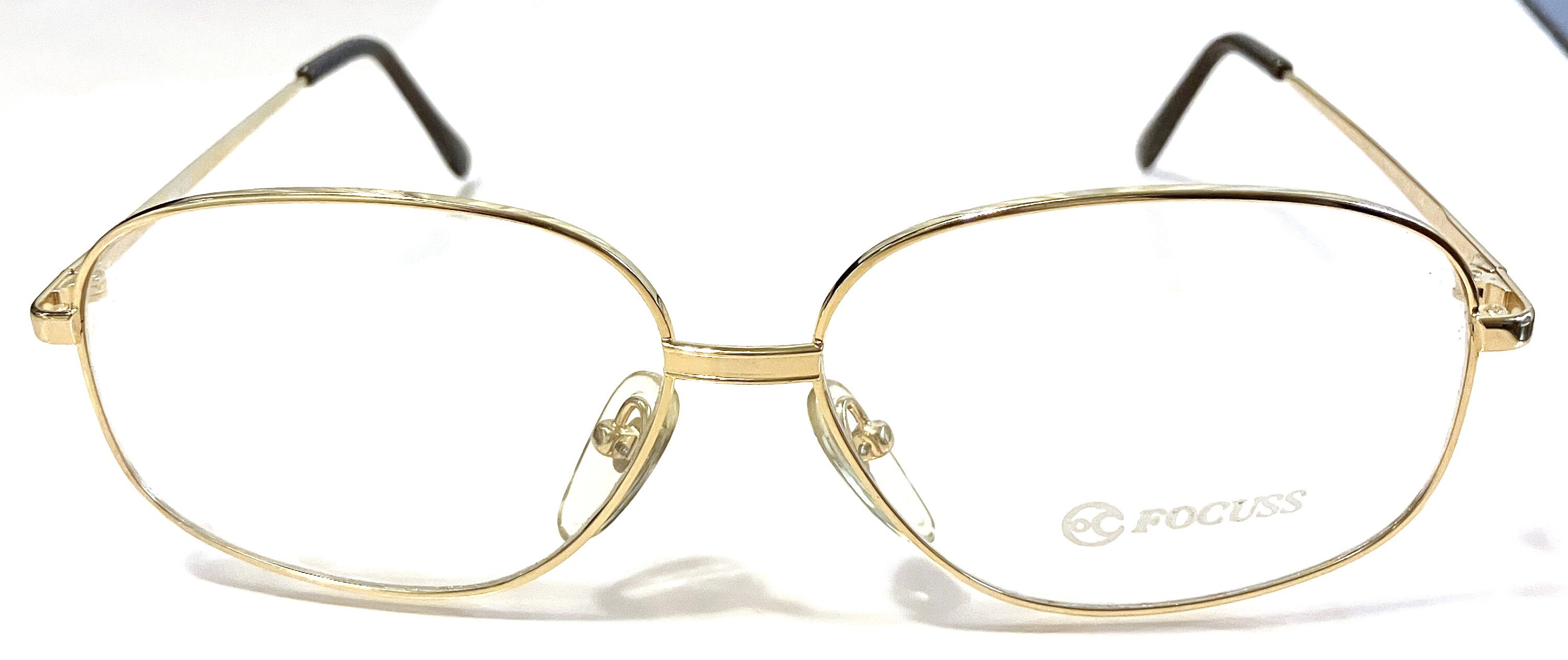 New Extra Large Focuss Eyeglasses Gold Frames Dark Brown 