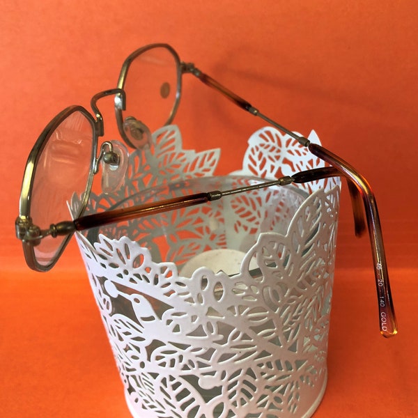 Nouvelles lunettes octogonales or w / branches ambrées / pointes petite taille ~ clôture VENTE!