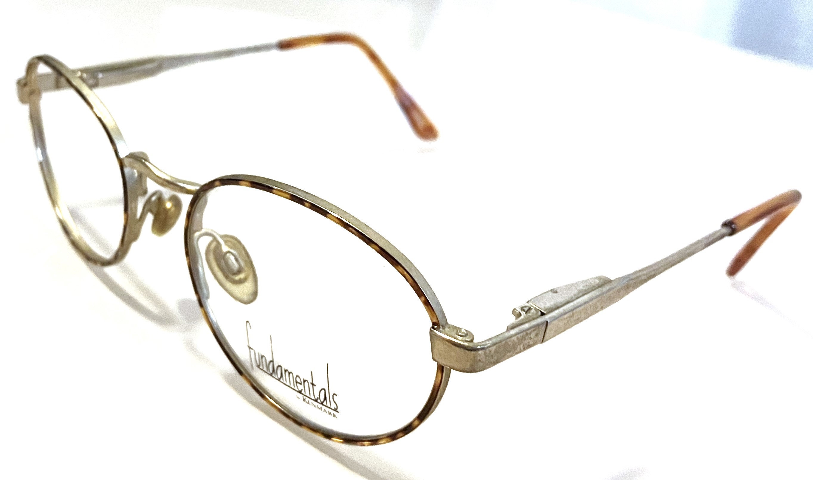 New Roundish Gold Fundamentals Eyeglasses Amber Fusion Rim 