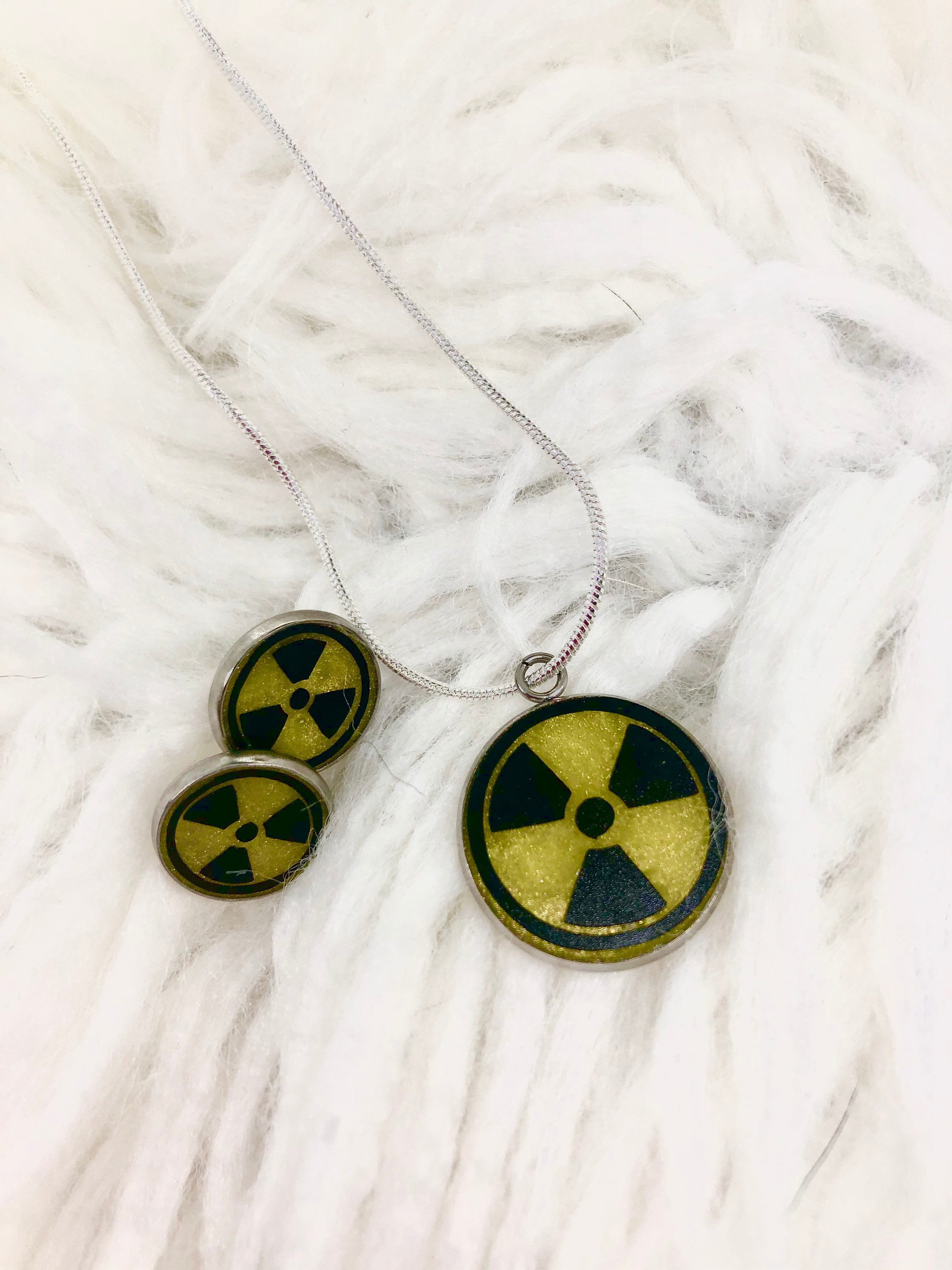 Radiation symbol necklace and earrings Etsy