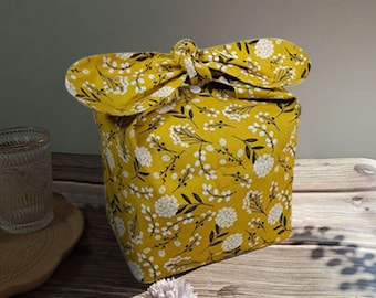 Sac bento isotherme avec nom personnalisé, zéro déchet, cadeau scolaire écologique en tissu pour boîte à lunch pour femme - pissenlit jaune