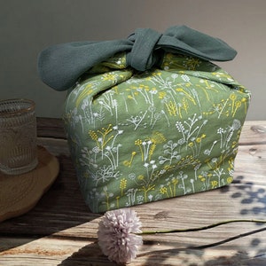 Benutzerdefinierter Name Grüne Löwenzahn-Isoliertasche Bentotasche, Zero Waste, umweltfreundliches Lunchbox-Tuch Schulgeschenk für Frauen