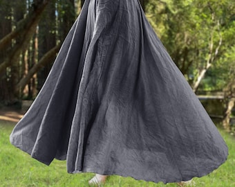Custom Size Cotton Gray linen skirt soft and flowing linen skirt travel skirt beach skirt gift for her