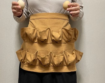 Egg Gathering Apron,Garden Apron,Egg Collecting Apron ，Harvest Apron, Cotton Apron，Egg Apron-caramel  for adult and kids