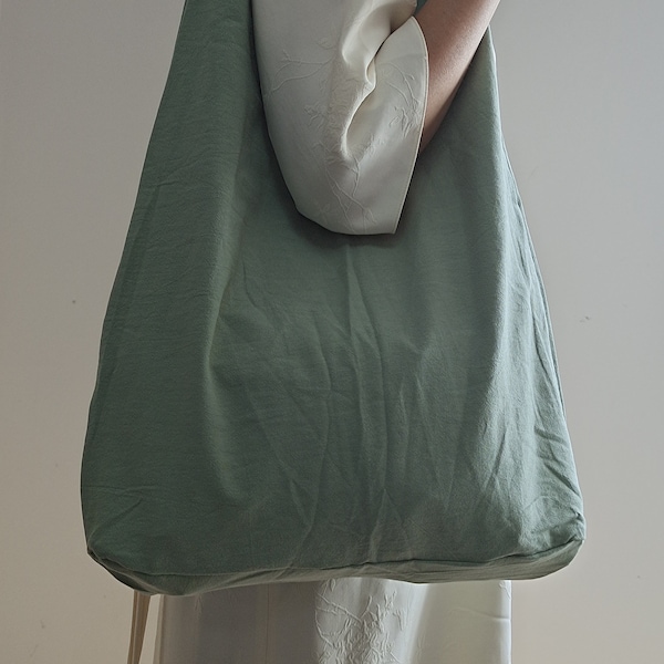 Custom logo Green tote bag, linen tote bag, market bag, linen bag, adjustable bag travel bag，beach bag