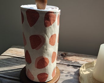 Paperless Kitchen Towels, Zero Waste, Reusable paper towels roll with snaps Kitchen Clothes, eco-friendly Dish Towels Strawberry