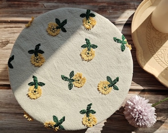 Reusable Bowl Covers Bread Proofing Cover Bread Baking Supplies, Washable Zero Waste Swap, Christmas Gift housewarming Embroidery daisies
