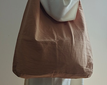 Caramel colour tote bag, linen tote bag, market bag, linen bag, adjustable bag travel bag，beach bag,school bag Christmas gift