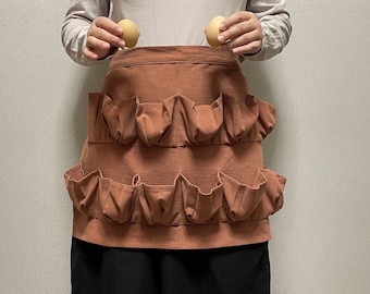 Egg Gathering Apron,Garden Apron,Egg Collecting Apron ，Harvest Apron, Cotton Apron，Egg Apron-Brick red for adult and kids christmas gift