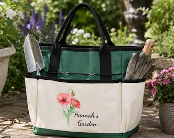 Personalized Garden Tool Tote Bag, Custom Garden Tool Storage Bag, Garden Tool Organizer, Gardening Gift, Gifts for Gardener, Mom, Grandma