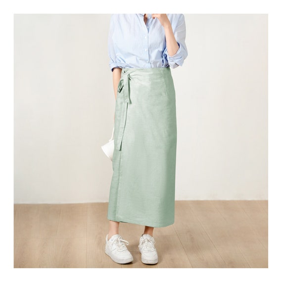 Cotton wrap midi skirt hotsell