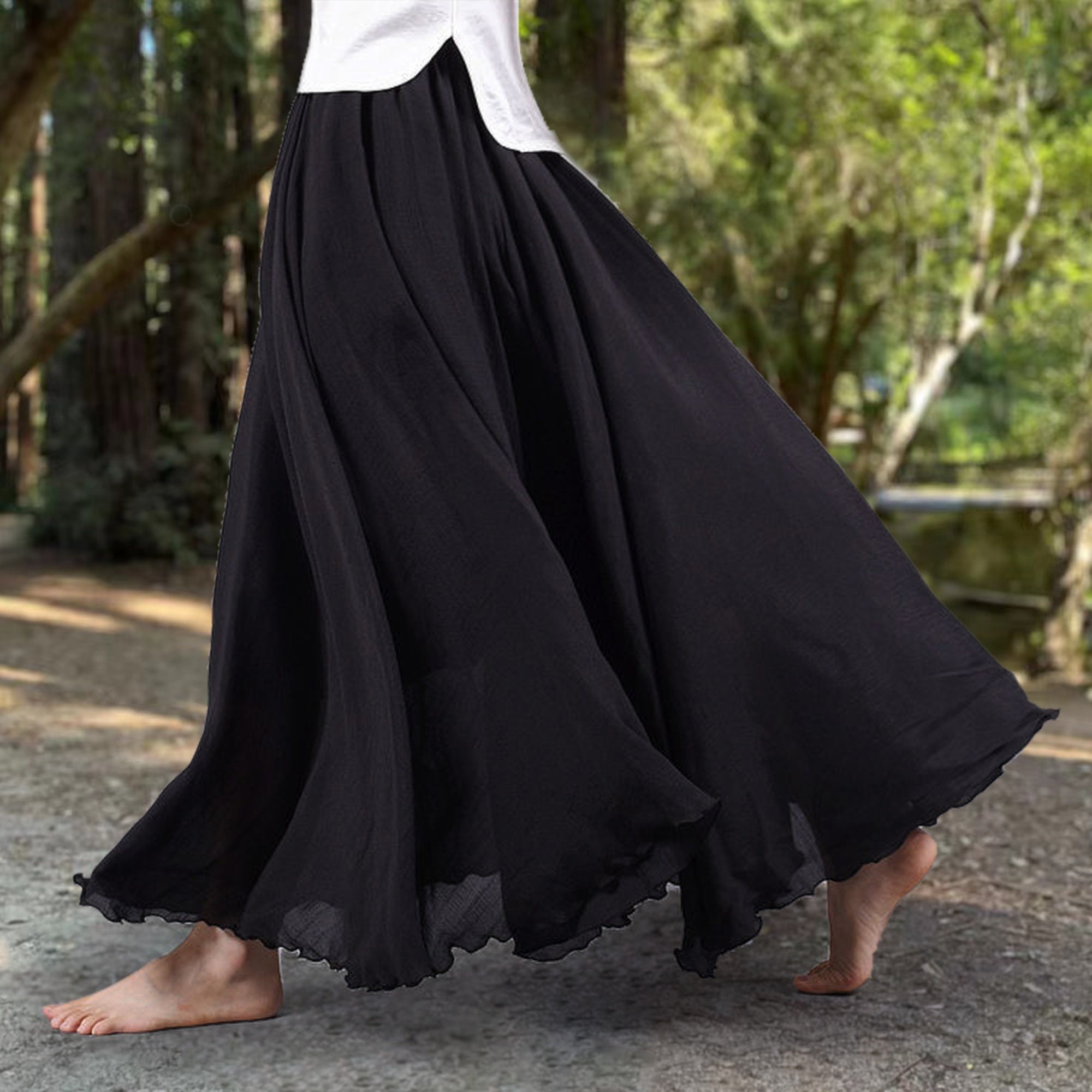 Cotton Linen Skirt Soft and Flowing Linen Skirt Travel Skirt Etsy